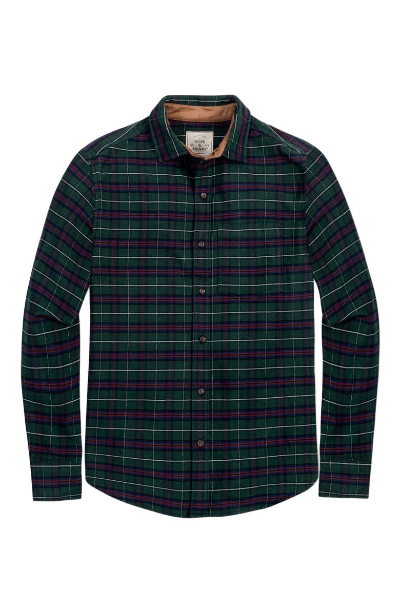Hope & Henry Men's Organic Flannel Shirt with Suede, Alternate, color, 