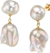 The Pearl Source White Freshwater Baroque Pearl Glory Earrings
