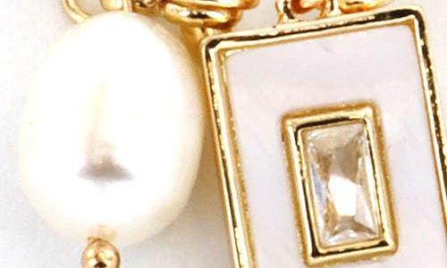 Panacea Faux Pearl & Enamel Tag Pendant Necklace In White