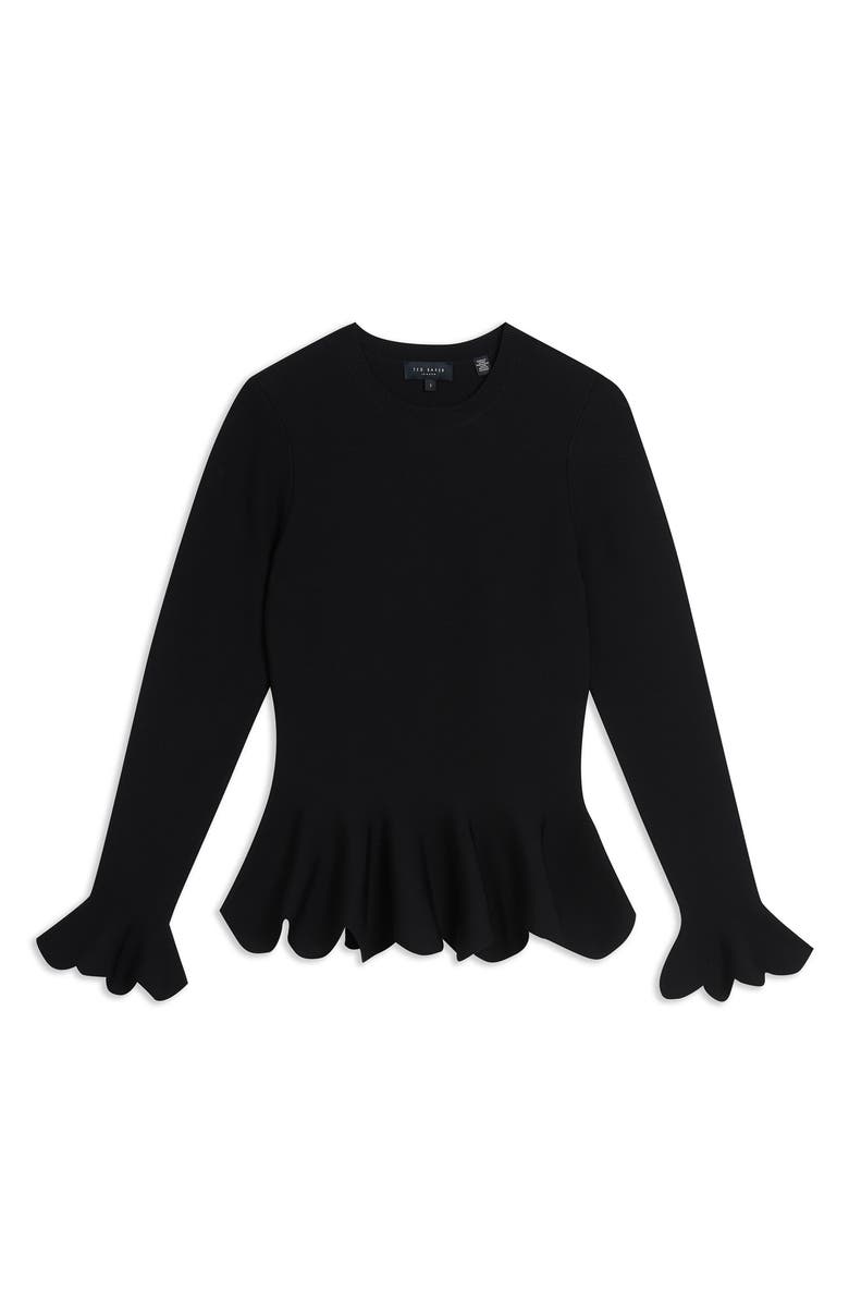 Ted Baker London Lillyyy Long Sleeve Peplum Top, Alternate, color, 