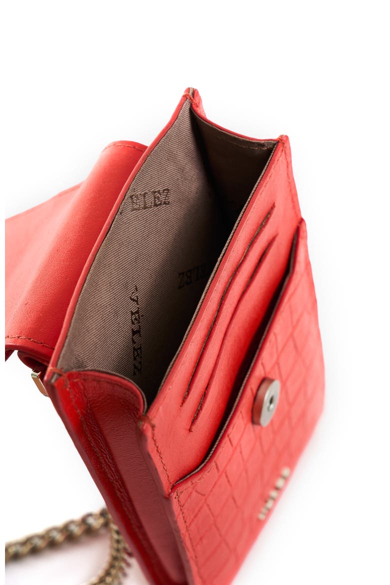 Serpia Embossed Leather Phone Holder, Alternate, color, Red