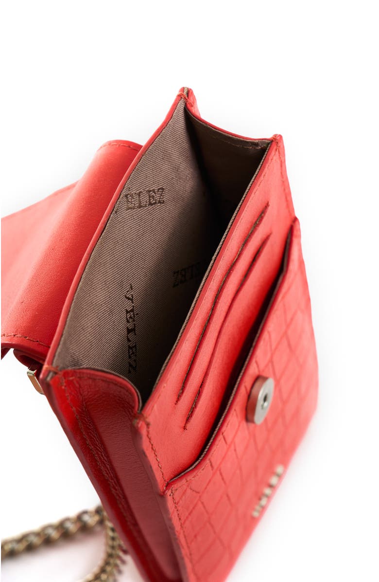 Velez Embossed Leather Phone Holder, Alternate, color, Red