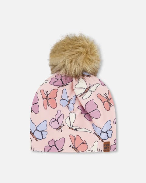 Stretch Jersey Hat Printed Butterflies with Pompom (Baby)