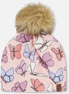 Deux par Deux Stretch Jersey Hat Butterflies with Pompom