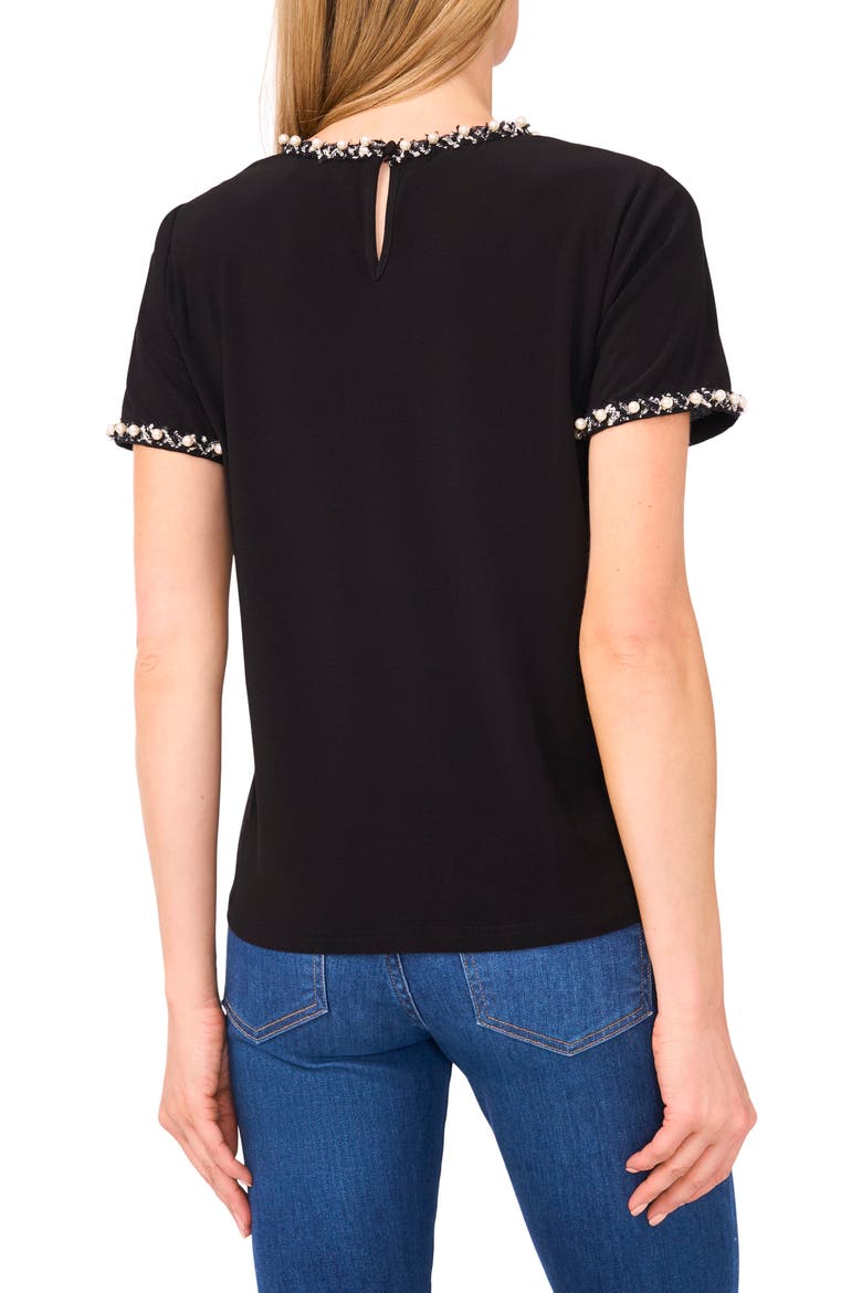 Faux Pearl Embellished T-Shirt, Alternate, color, RICH BLACK