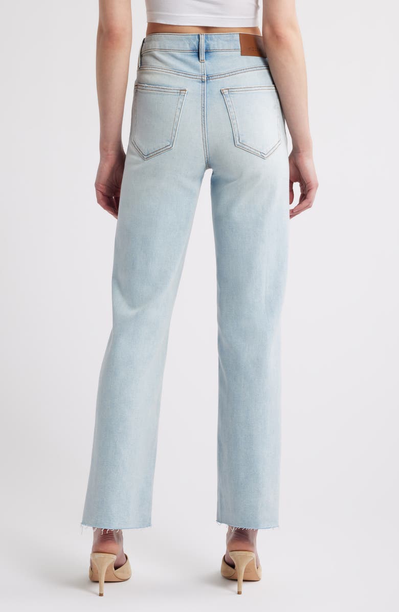 HIDDEN JEANS Distressed High Waist Raw Hem Wide Leg Jeans, Alternate, color, Light Wash