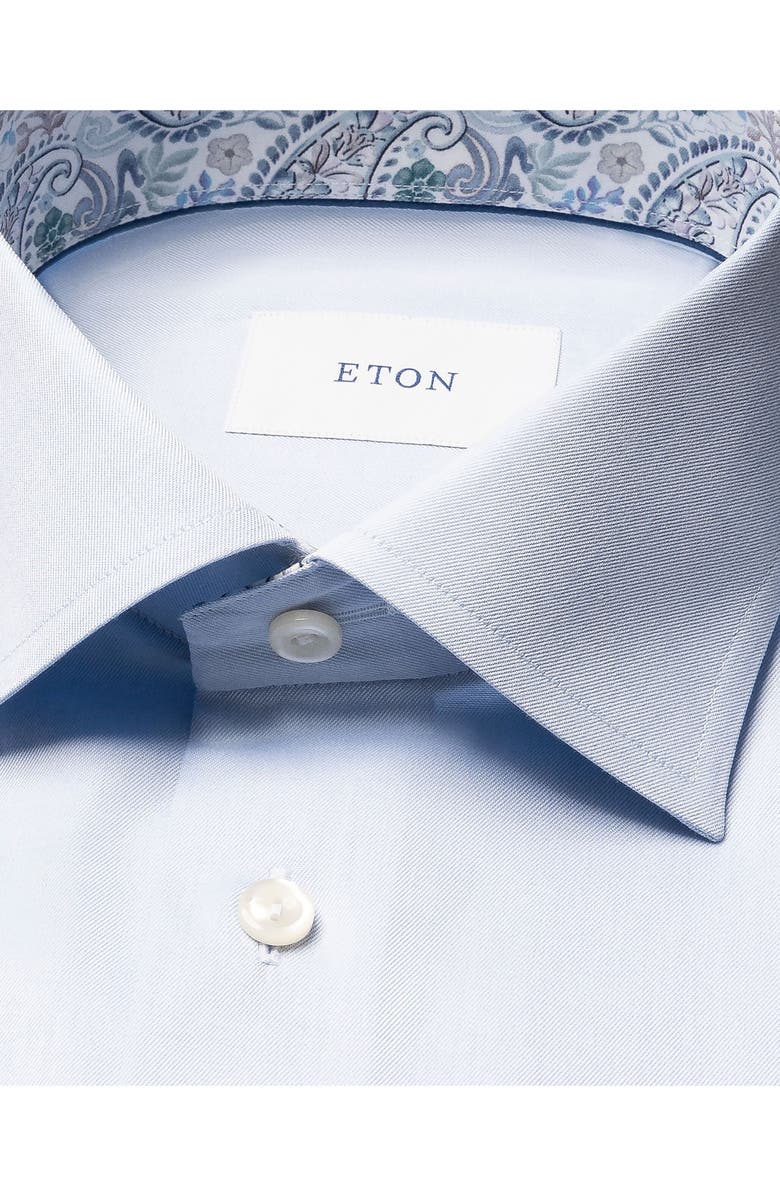 Eton Contemporary Fit Light Blue Cotton Twill Dress Shirt, Alternate, color, Light Blue