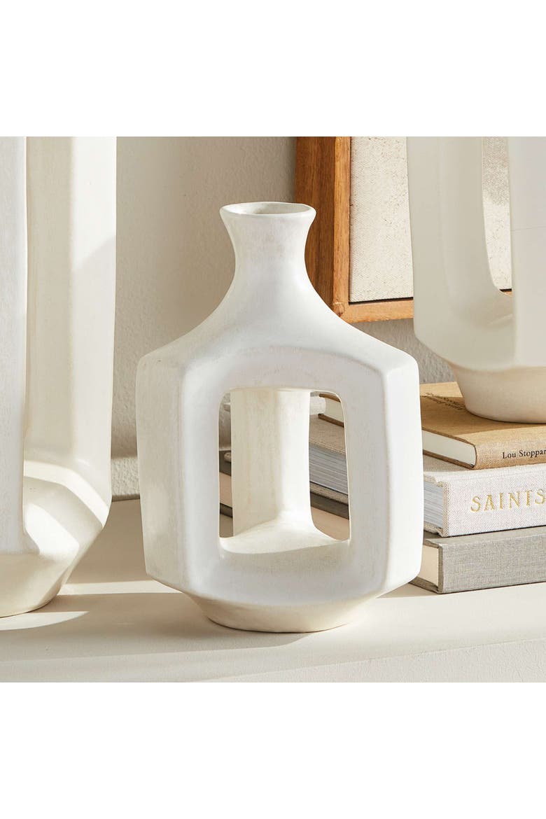 Sonya Vase Short, Alternate, color, White
