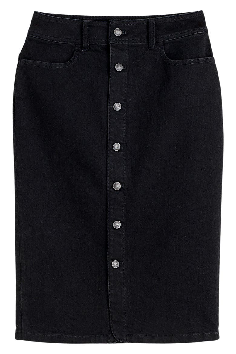 Button Front Denim Midi Skirt, Alternate, color, CLEAN BLACK WASH