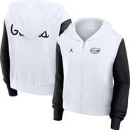 Jordan Brand Women's Jordan Brand White Florida Gators Cropped Athletic Prep Color Block Script Full-Zip Hoodie