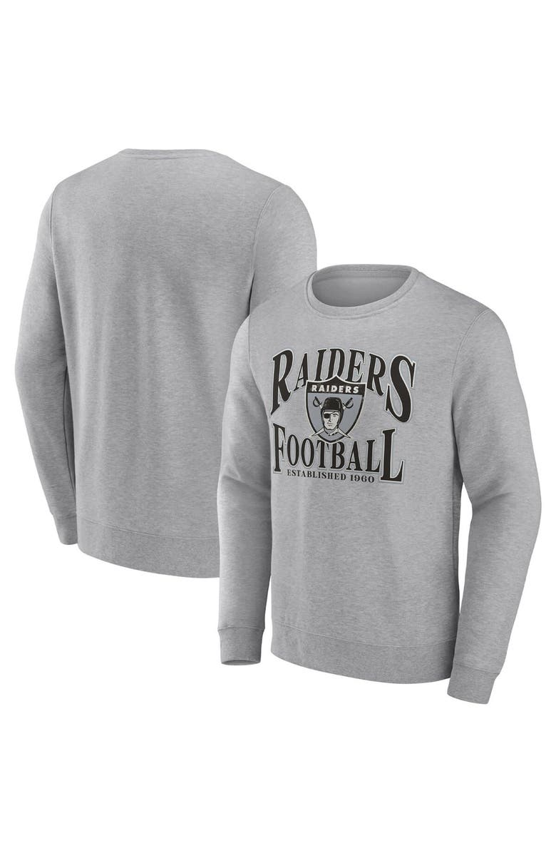 FANATICS Men's Fanatics Branded Heathered Charcoal Las Vegas Raiders Playability Pullover Sweatshirt, Main, color,