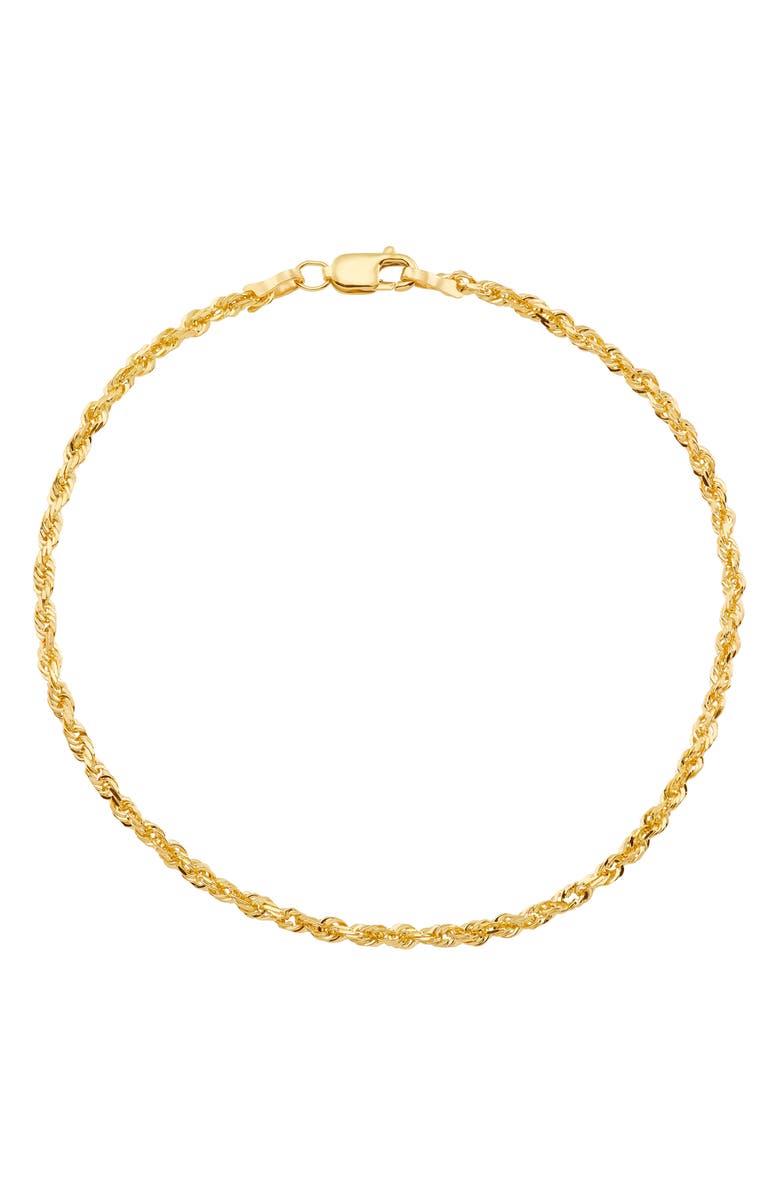 Frankie & Zoe Rope Chain Bracelet, Main, color, Yellow Gold