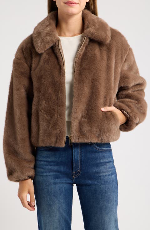 Zip Front Faux Fur Blouson Jacket