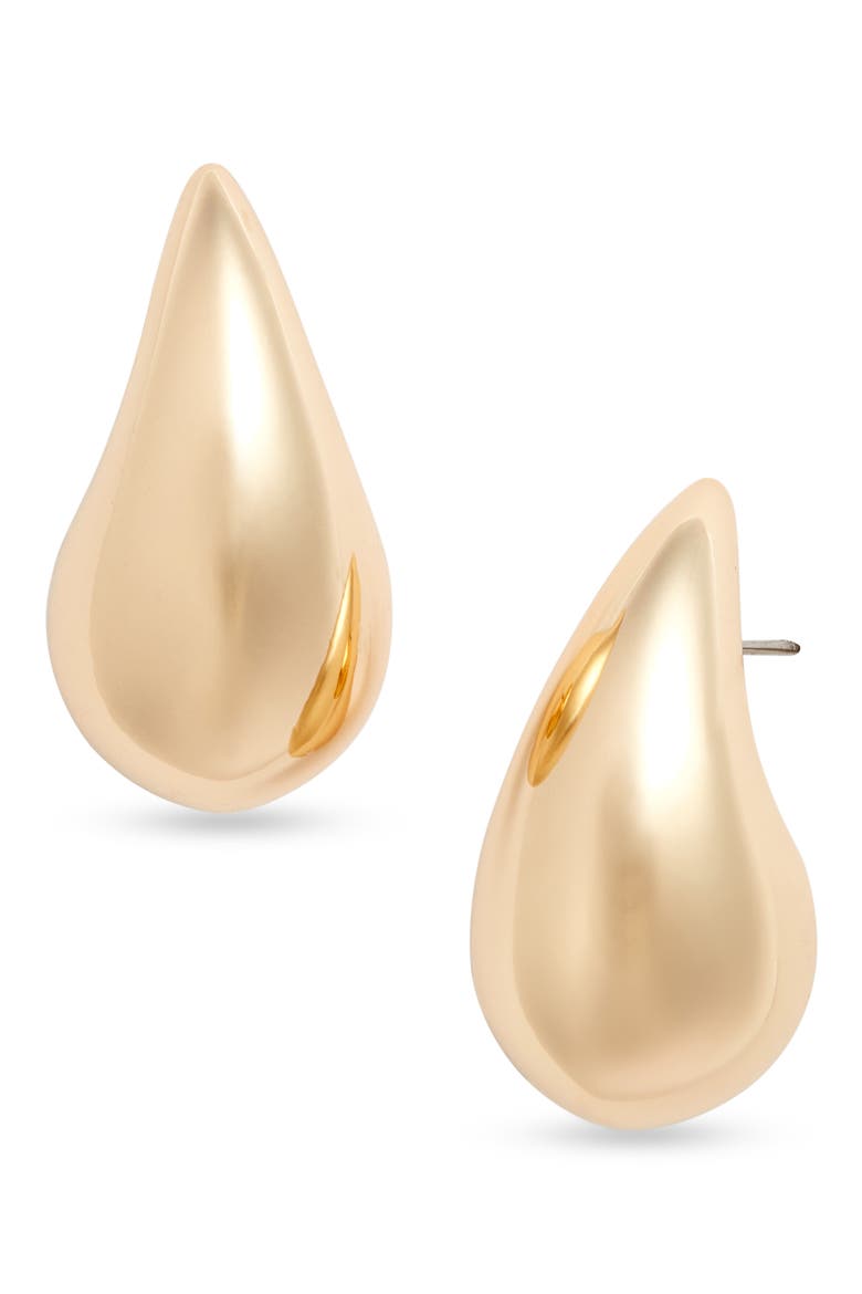 Polished Teardrop Stud Earrings, Main, color, GOLD