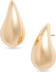 Open Edit Polished Teardrop Stud Earrings