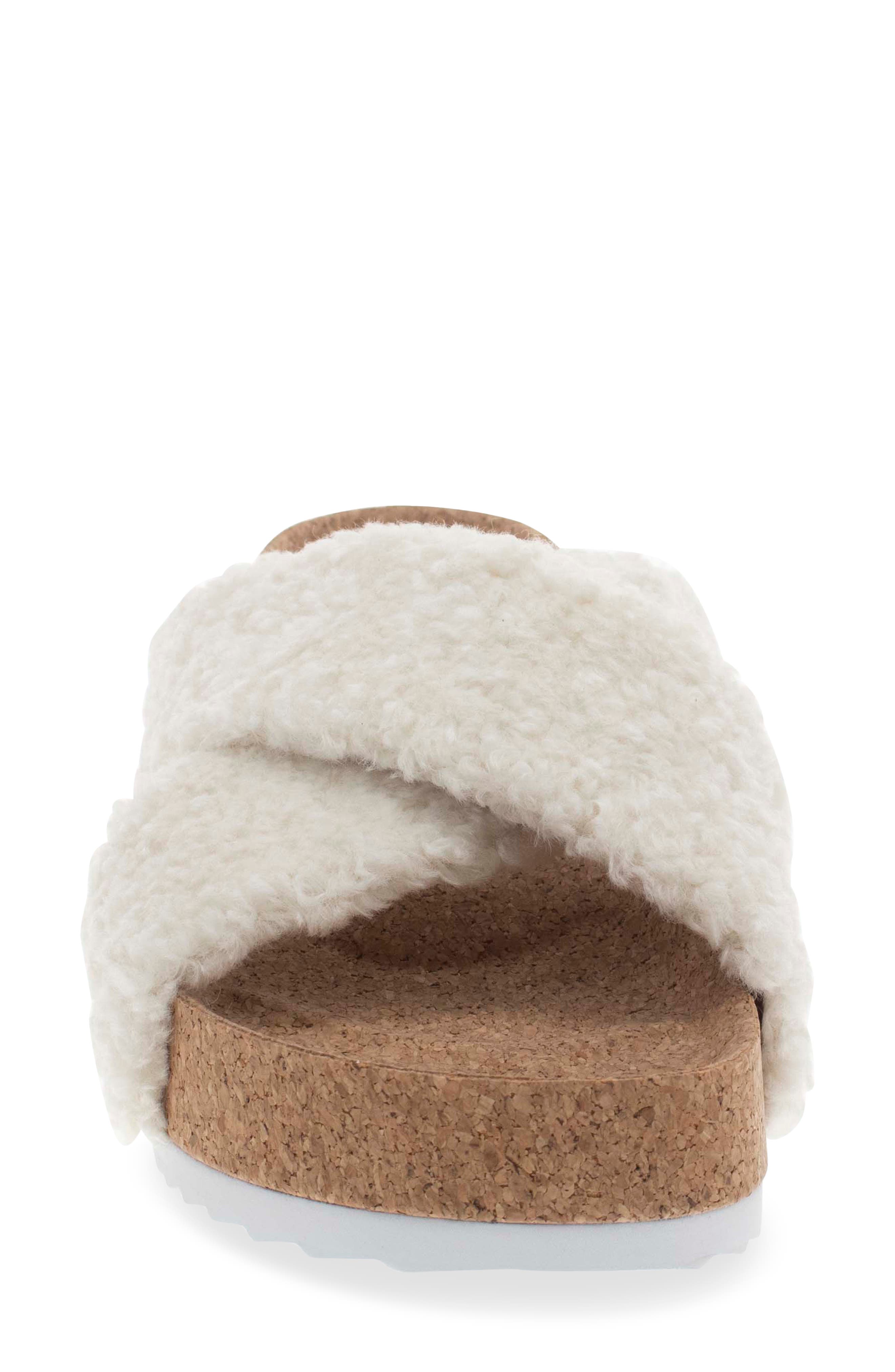 Chooka Annie Crossband Faux Shearling Slide Sandal, Alternate, color, 