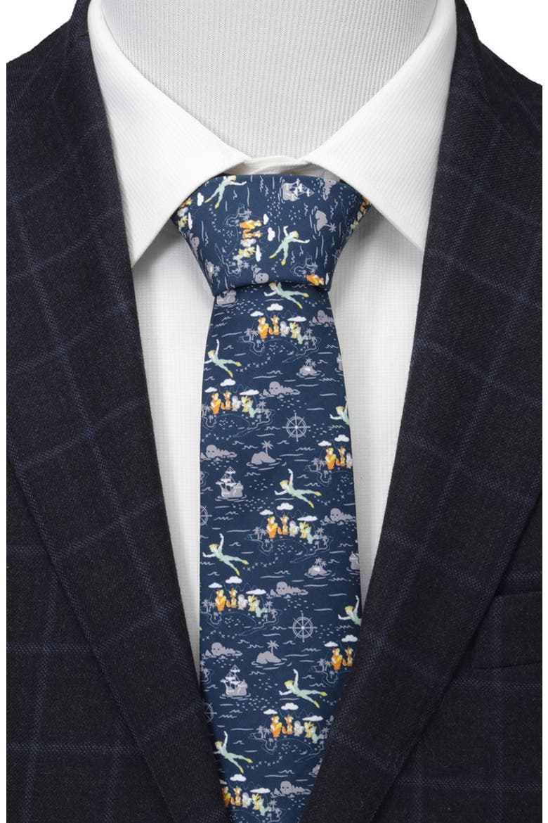 Peter Pan Flying Blue Cotton Tie, Alternate, color, MULTI