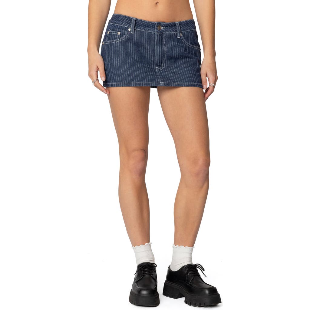 EDIKTED EDIKTED NERIA PINSTRIPE LOW RISE DENIM MINISKORT