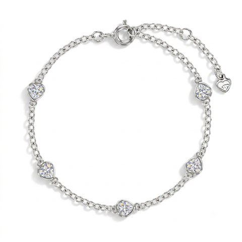 CZ Heart Station Girls Bracelet