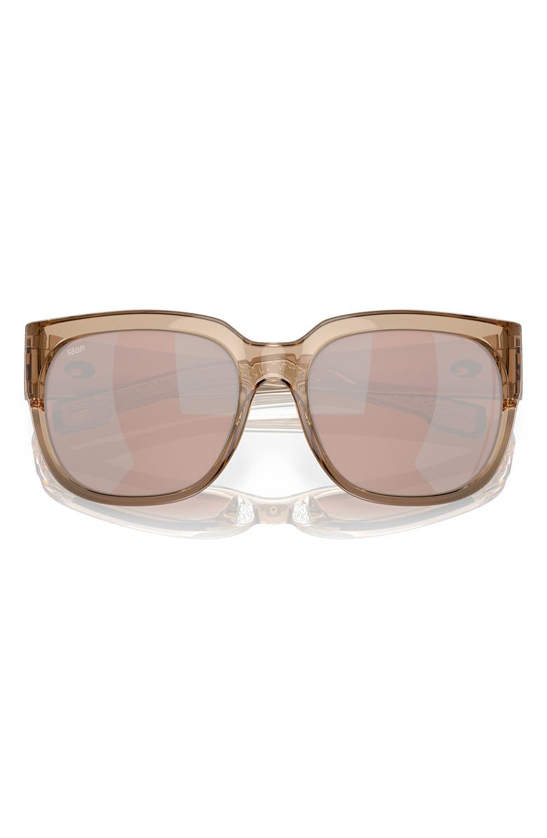 Costa Del Mar Waterwoman 58mm Polarized Mirrored Square Sunglasses, Alternate, color, Blonde Crystal / Copper 580P