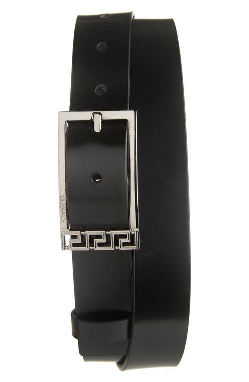 Versace Greca Leather Belt In Black- Gold