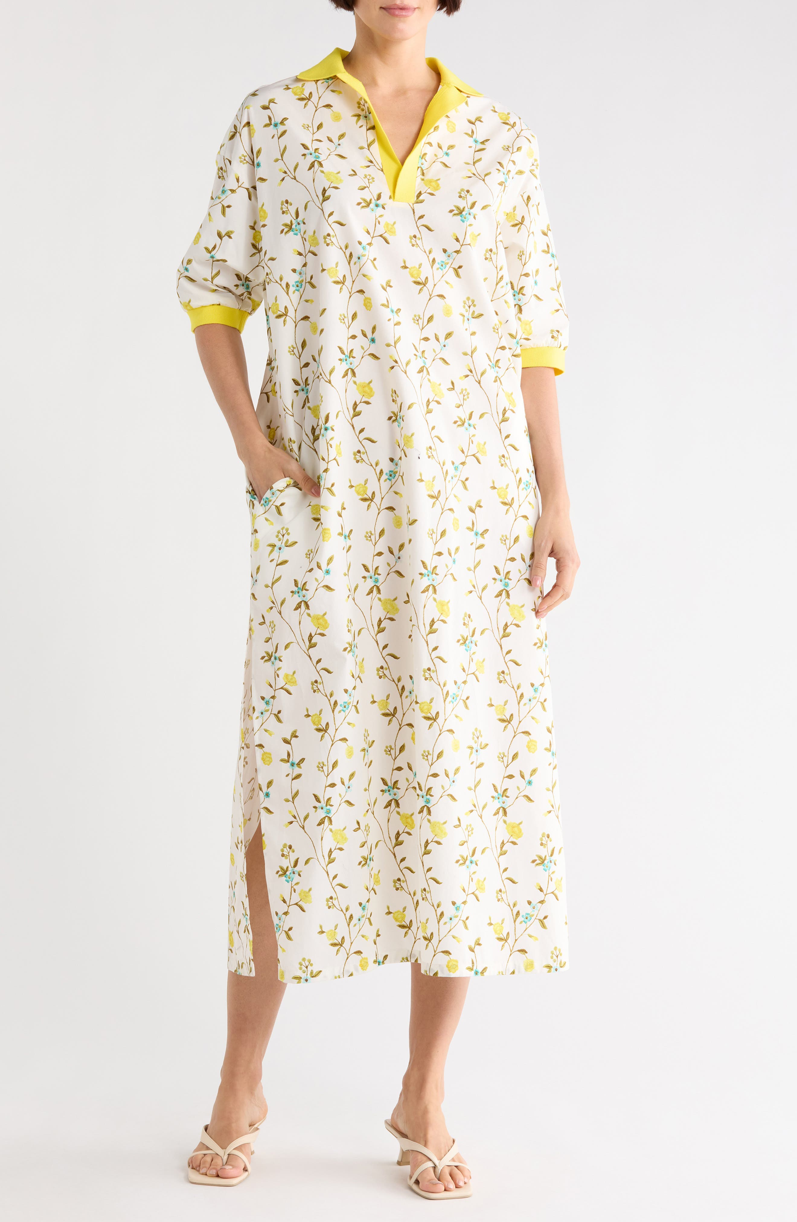 Longchamp Floral Short Sleeve Cotton Polo Dress