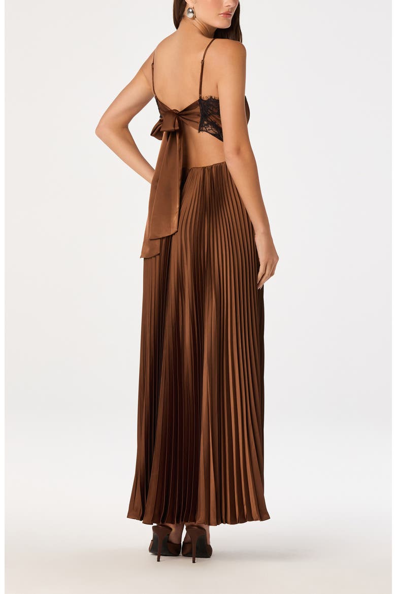 Andy Pleated Lace Detail Maxi Dress, Alternate, color, BROWN