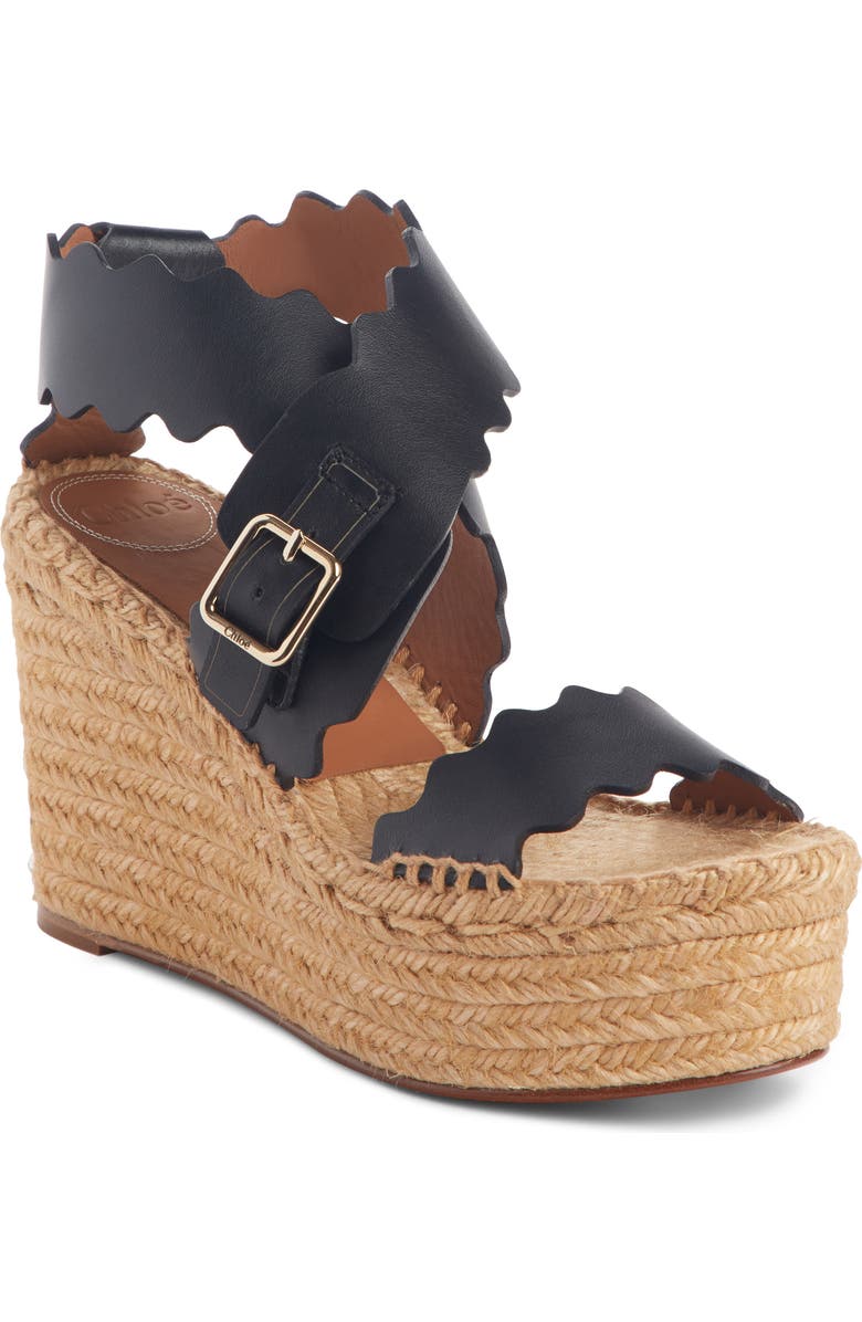 Chloé Lauren Scalloped Wedge Platform Sandal, Main, color,
