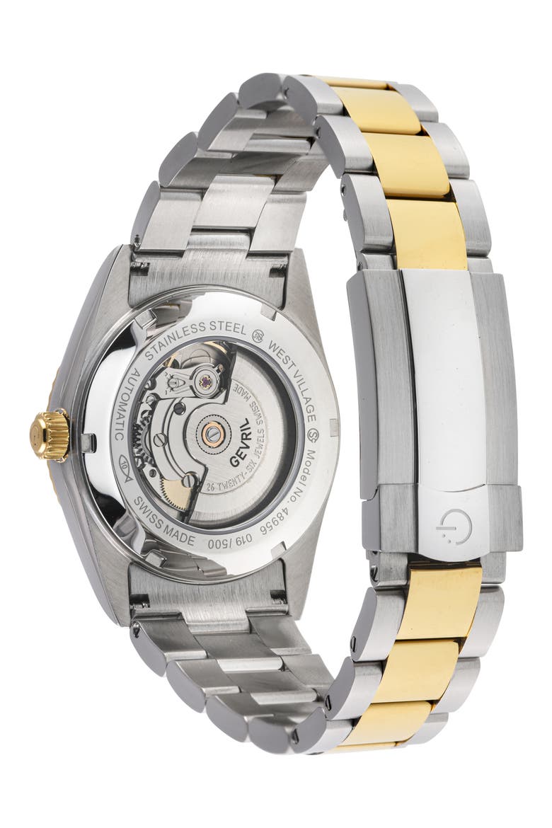 West Village Automatic Bracelet Watch, 40mm, Alternate, color, TWO TONED SS/ YG