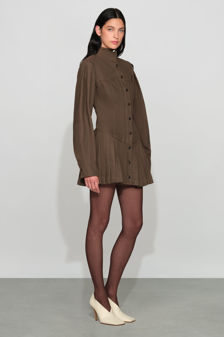 Solene Denim Mini Dress, Alternate, color, mushroom