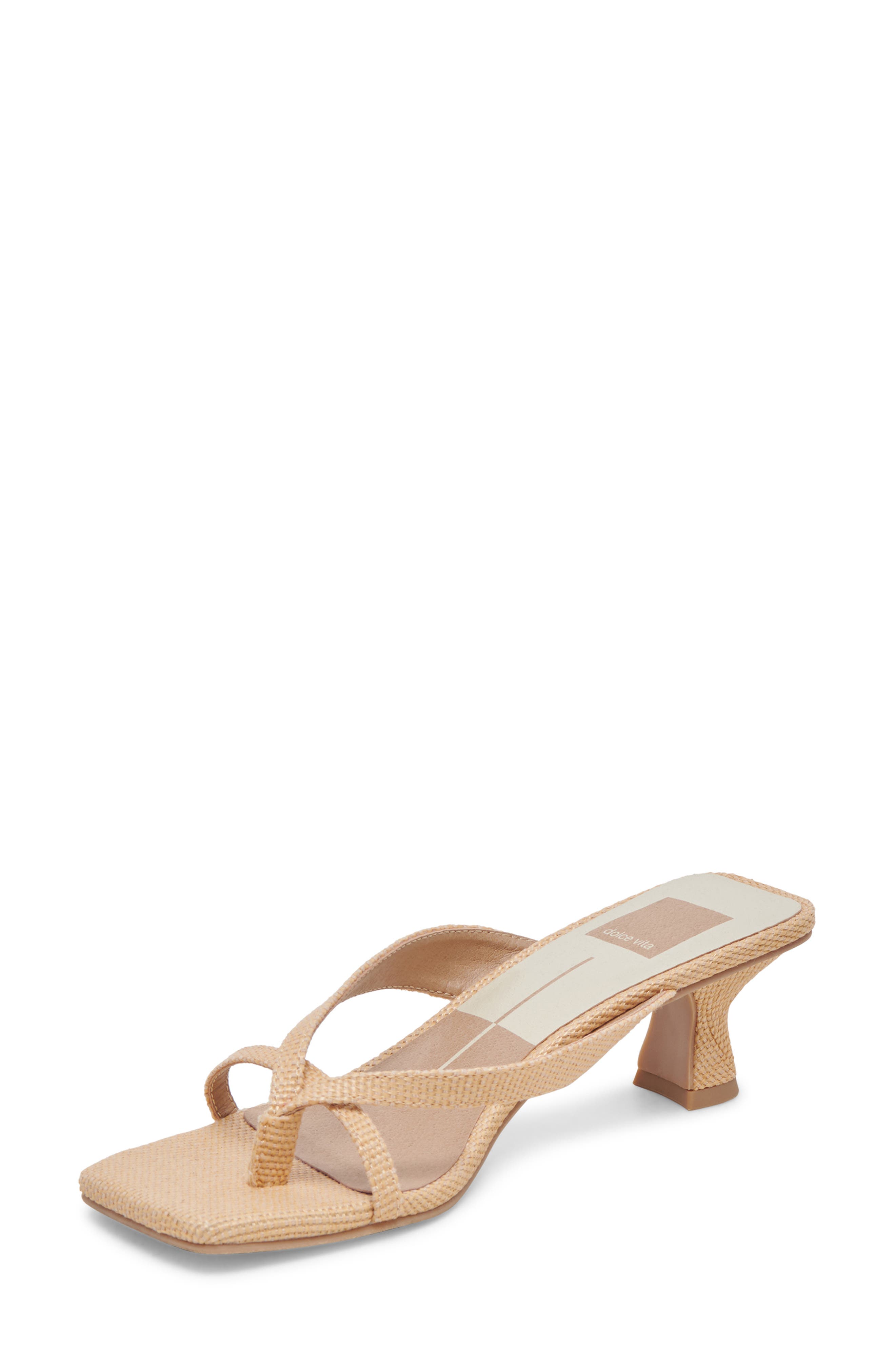 Brevel Kitten Heel Flip Flop, Alternate, color, NATURAL RAFFIA