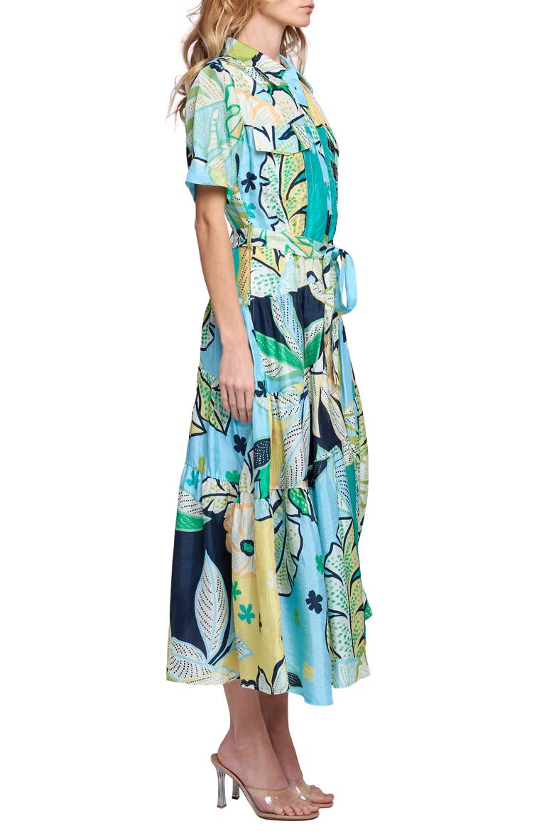 Soryn Leaf Print Shirtdress, Alternate, color, BLUE MULTI