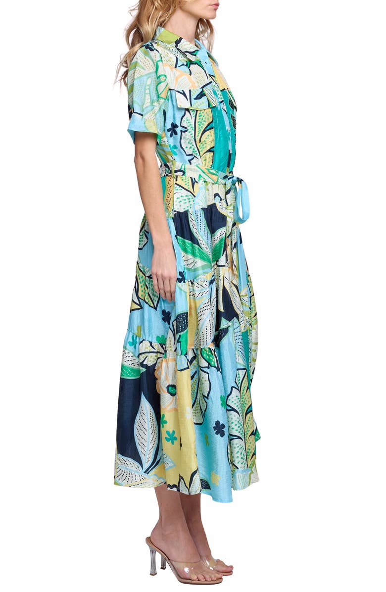 CIEBON Soryn Leaf Print Shirtdress, Alternate, color, Blue Multi