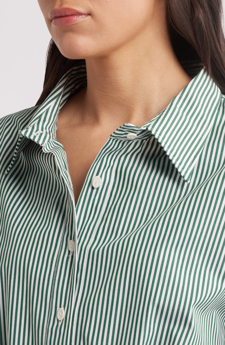 Faithfull the Brand Freja Stripe Long Sleeve Stretch Cotton Playsuit, Alternate, color, Green Stripe