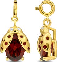 DELMAR Garnet & White Topaz Ladbug Charm