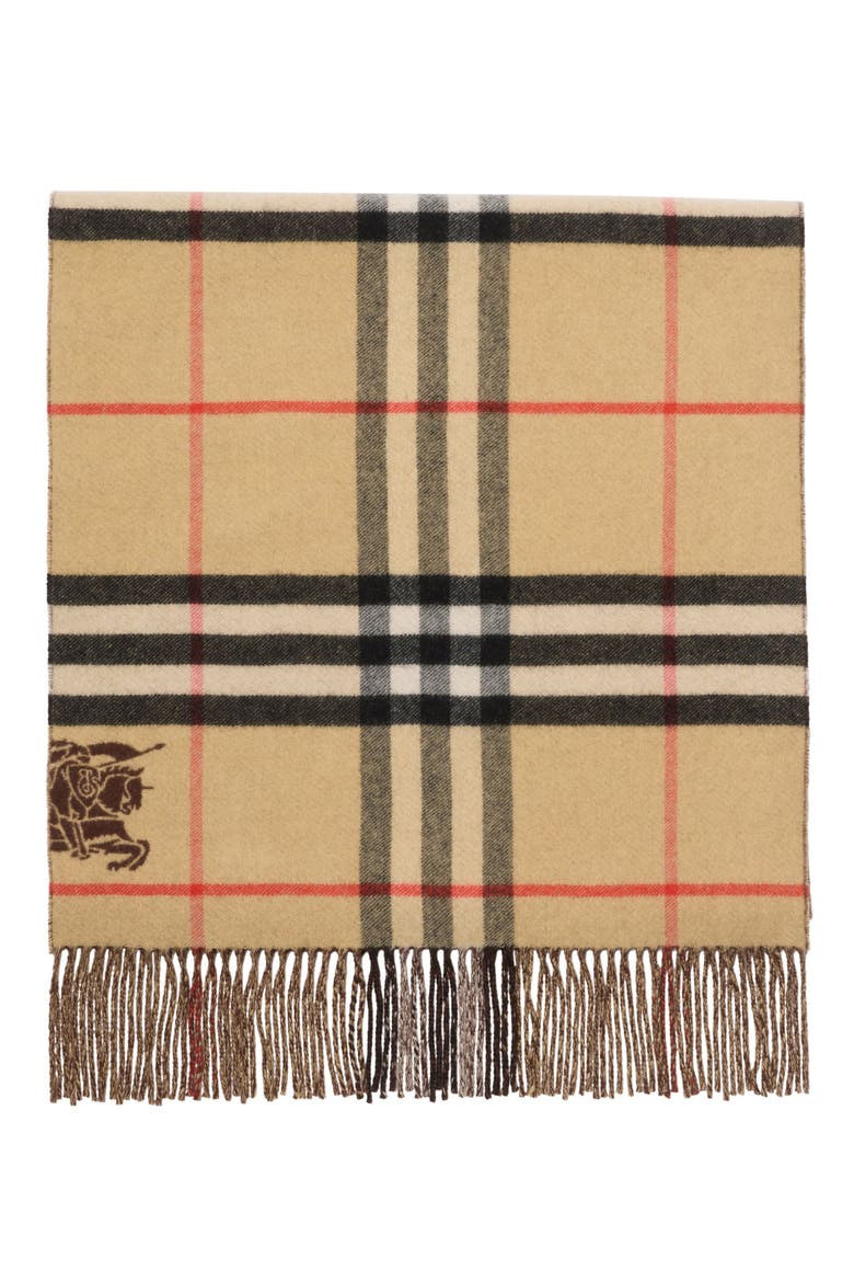 Reversible Check Cashmere Scarf, Alternate, color, SAND