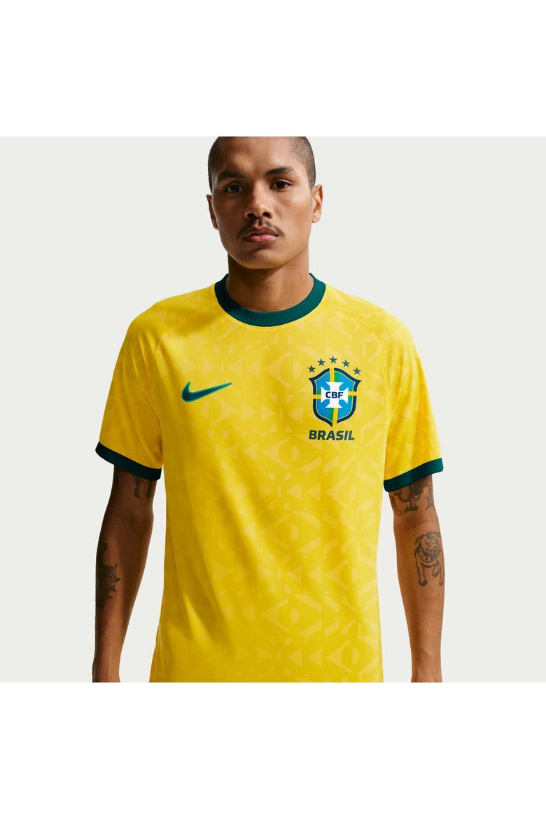 Men's Nike Yellow Brazil National Team Home Sublimated Dri-FIT Soccer Top, Alternate, color, Yellow