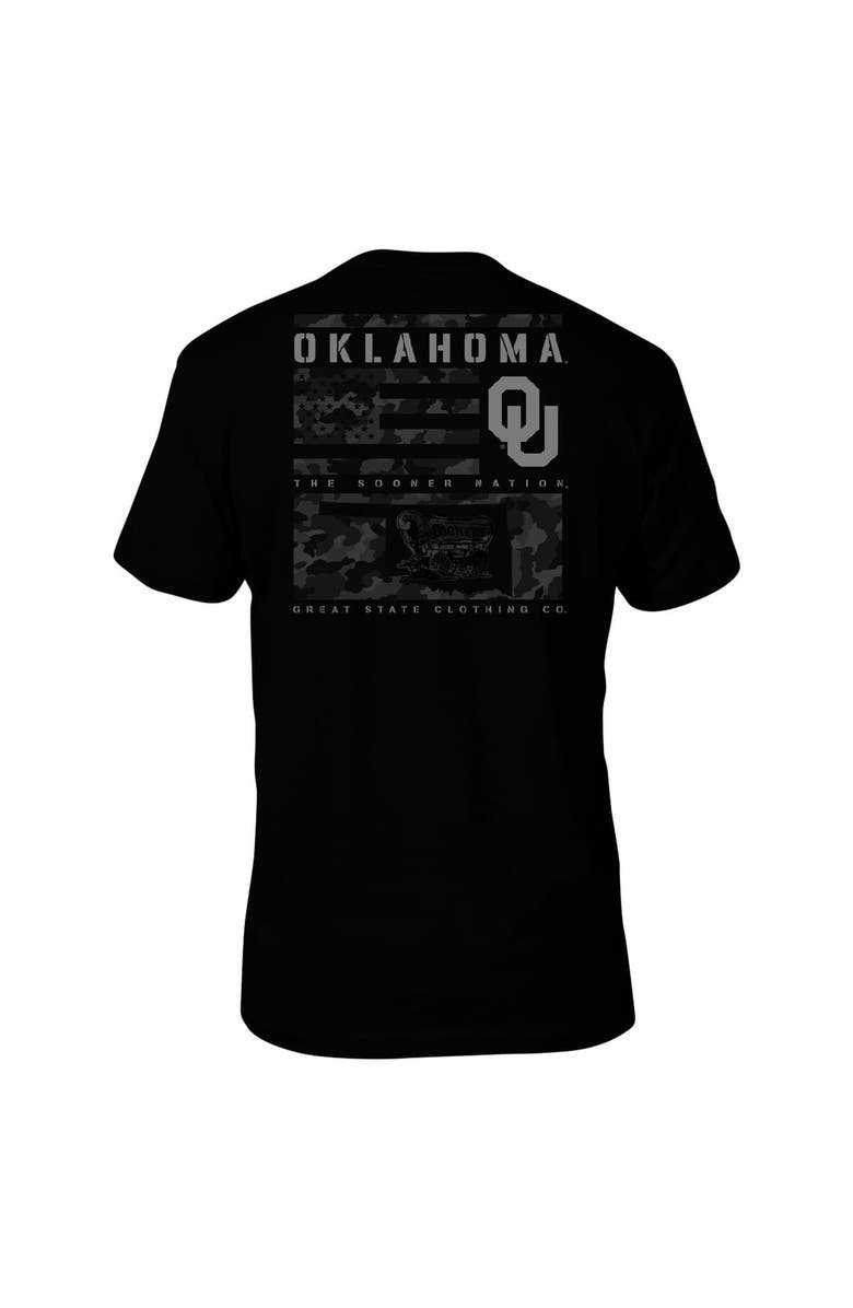 GREAT STATE CLOTHING Men's Black Oklahoma Sooners Camo Flag Panel T-Shirt, Alternate, color, Black