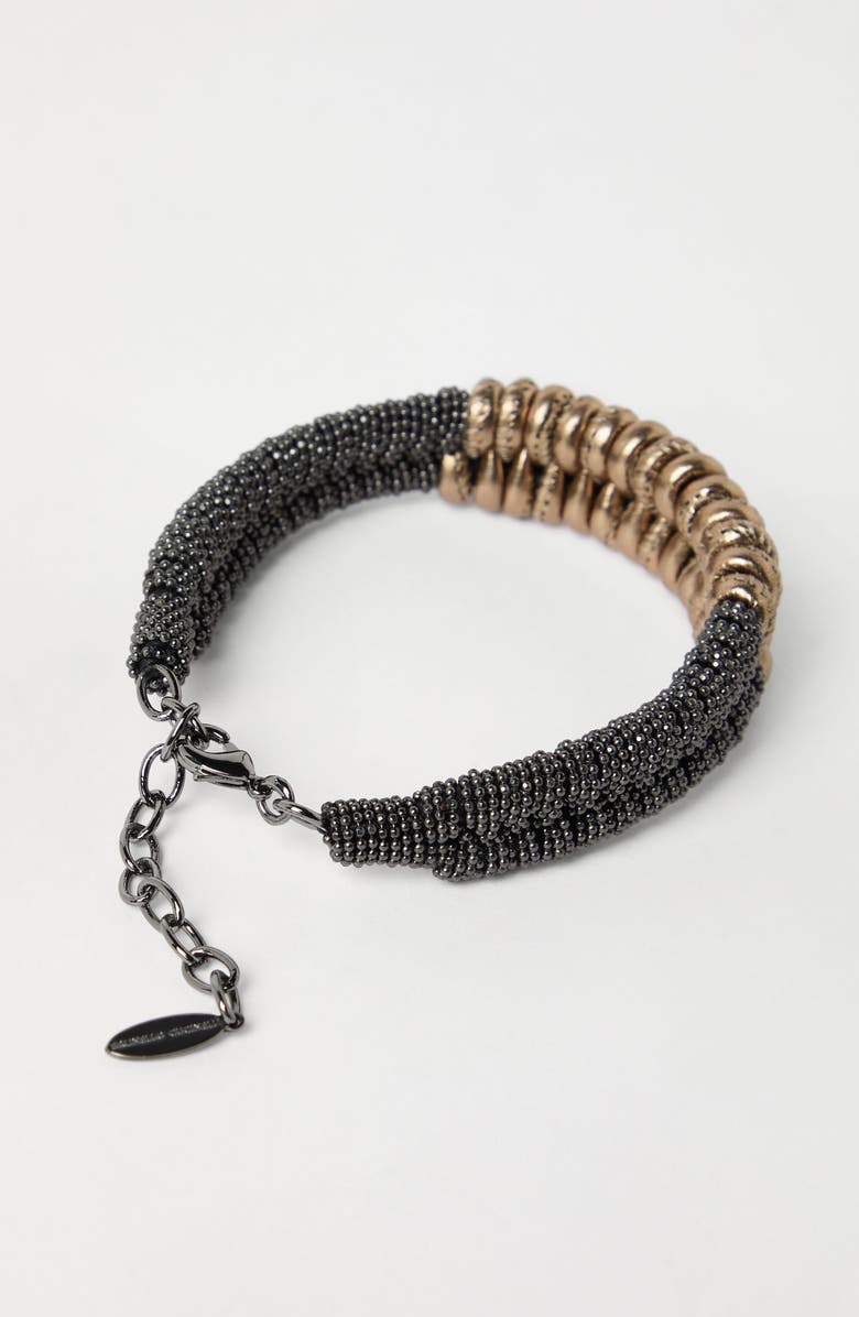 Brunello Cucinelli Leather and monili bracelet, Alternate, color,