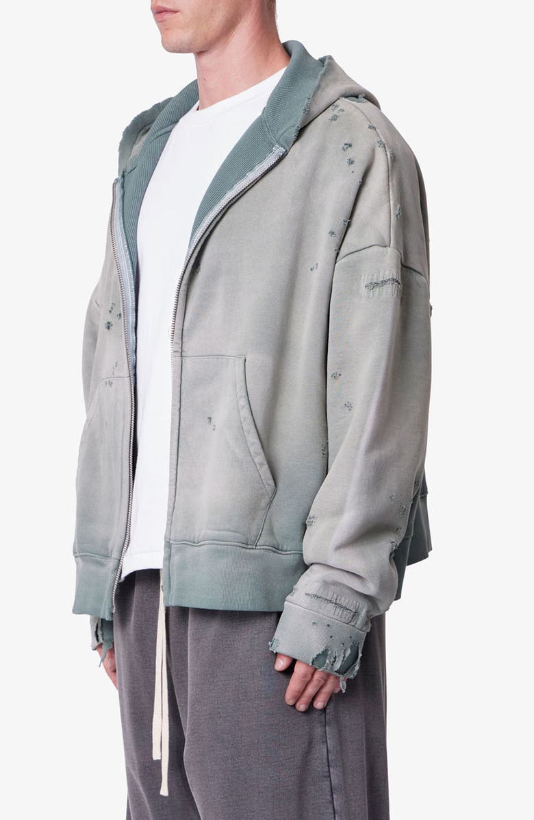 mnml Distressed Thermal Lined Zip Hoodie, Alternate, color, 