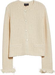Emporio Armani Fringe Cotton Blend Cardigan