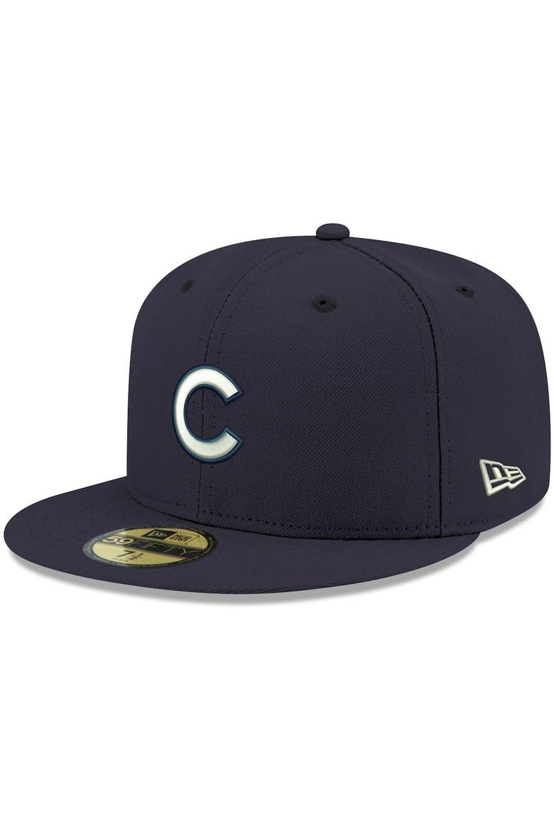Men's New Era Navy Chicago Cubs White Logo 59FIFTY Fitted Hat, Main, color, NAVY