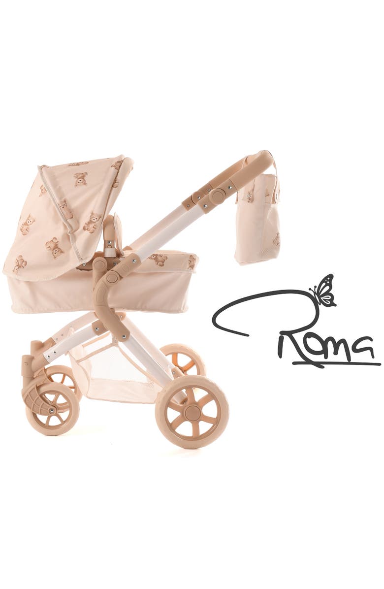 Roma Prams Teddy Single Doll Pram Beige & Bear Convertible 2 In 1, Kids 3+, Alternate, color, Beige