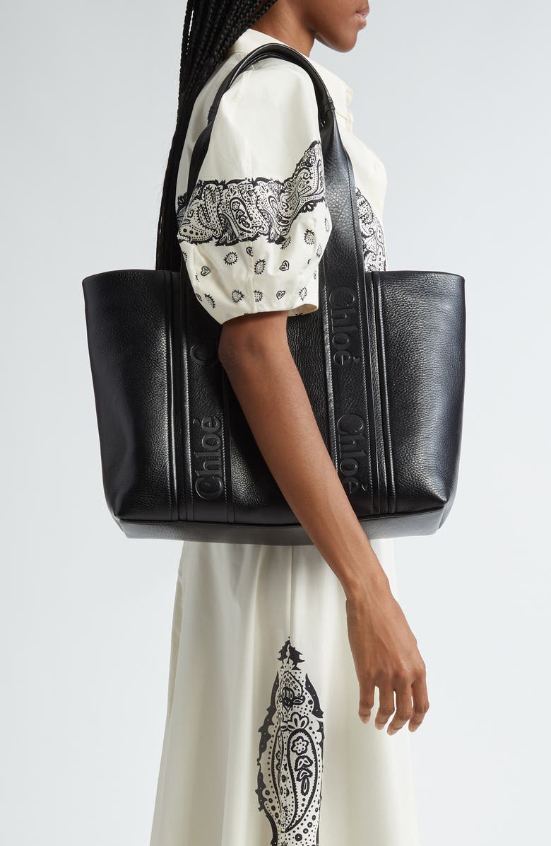 Chloé Woody Leather Tote, Alternate, color,
