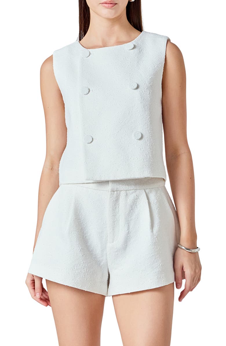 Endless Rose Double Breasted Crop Top, Main, color, White