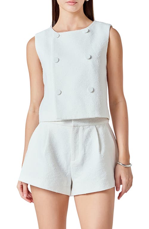 Endless Rose Double Breasted Crop Top In White