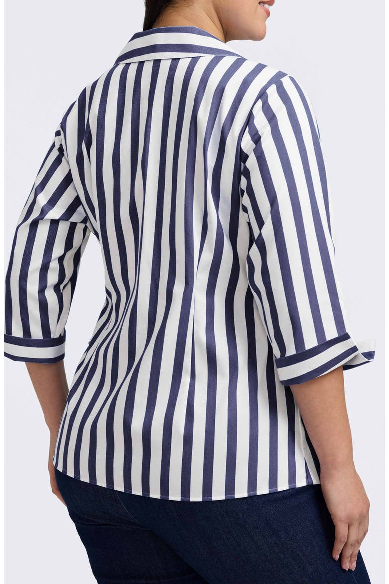 Salina Stripe Cotton Blend Wrap Shirt, Alternate, color, NAVY/ WHITE