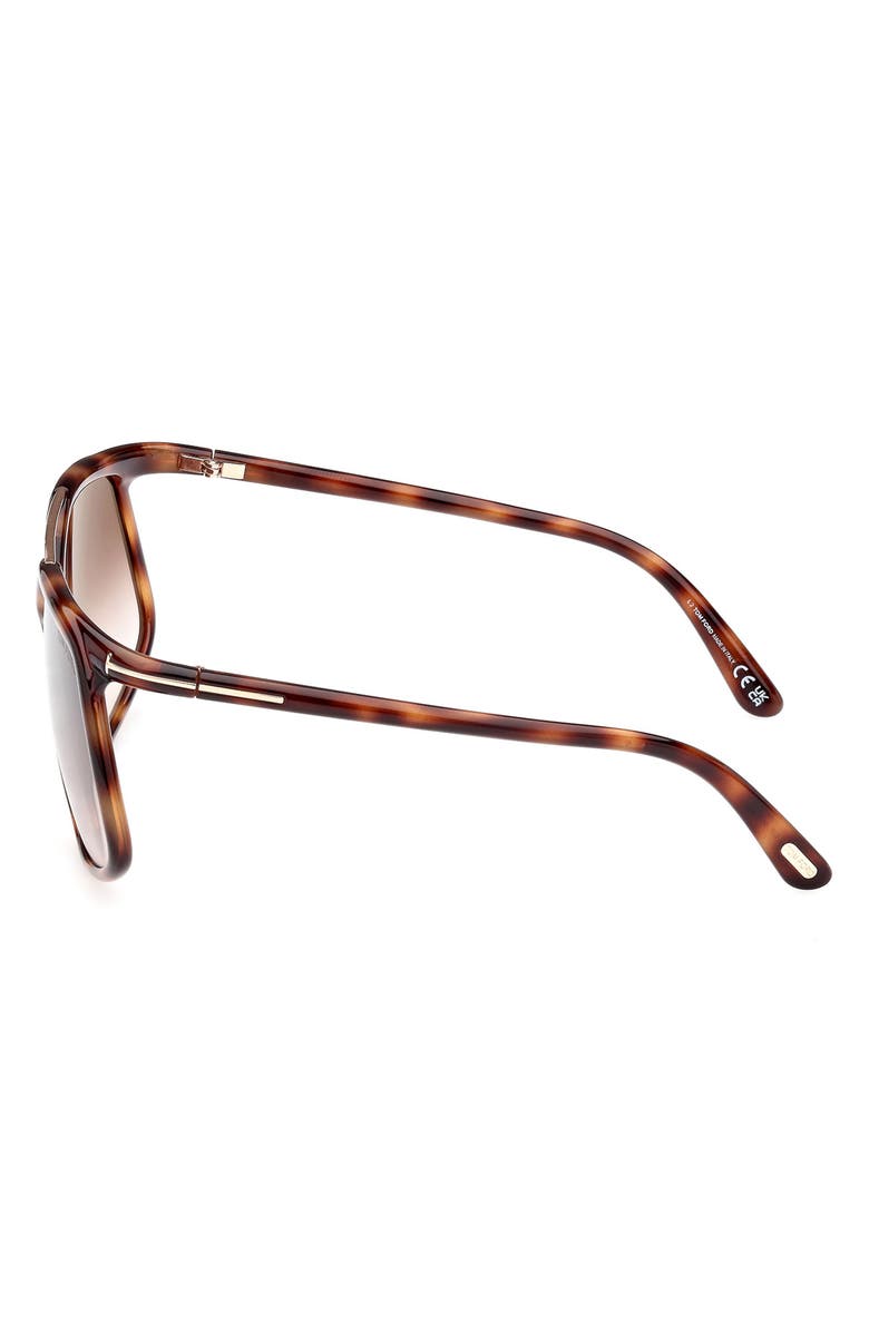TOM FORD Meryl 64mm Gradient Polarized Oversize Square Sunglasses, Alternate, color, Shiny Havana Rose Gold/ Brown