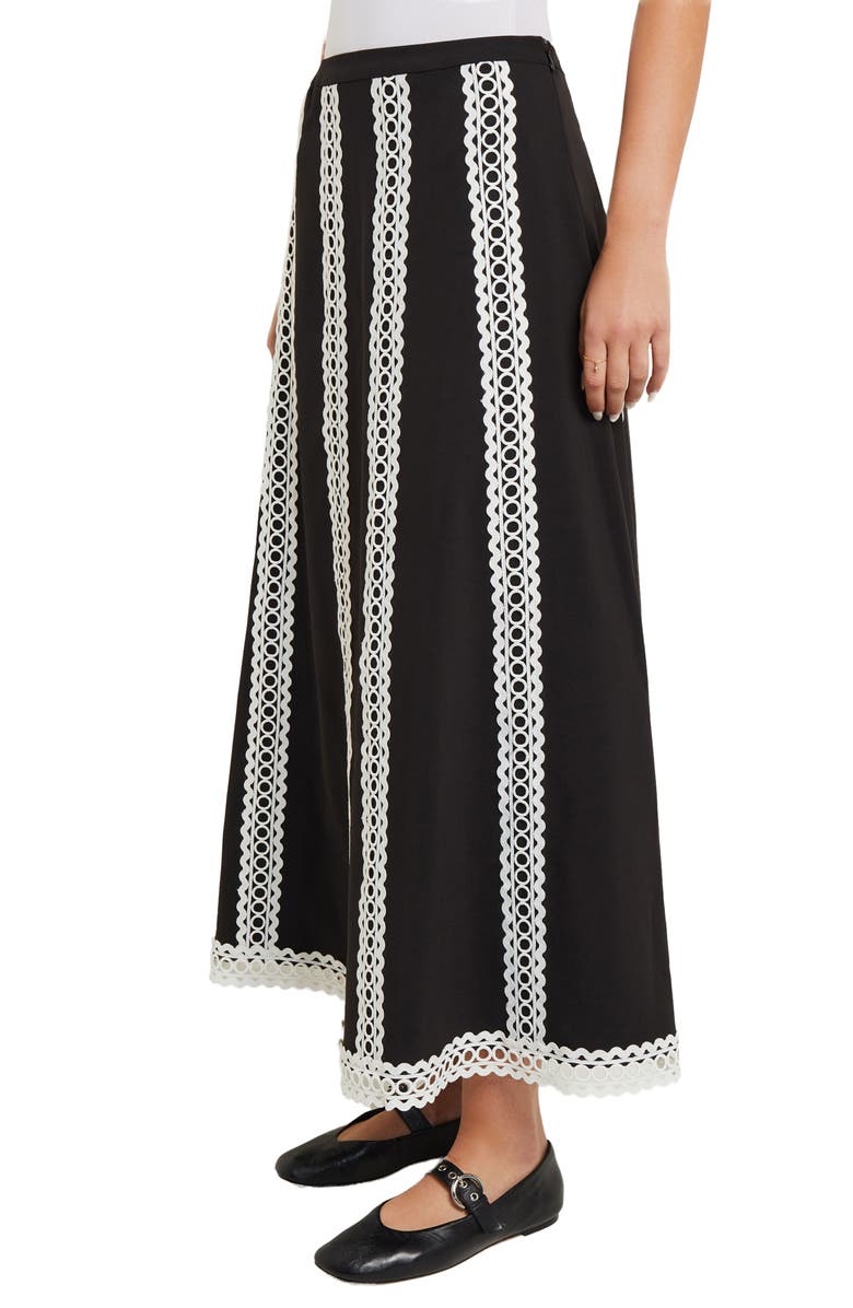 Misook Eyelet Lace Stripe Maxi Skirt, Alternate, color,