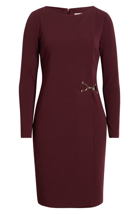 Long Sleeve Scuba Sheath Dress